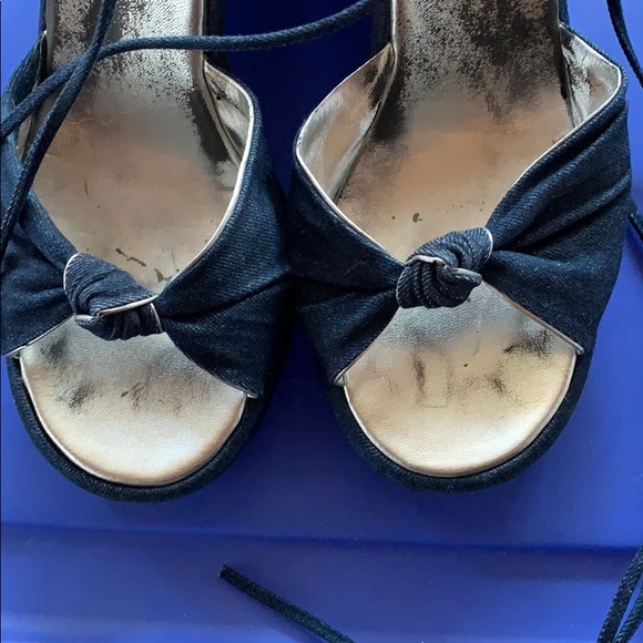 Nine West Denim Wedge Sandal 11M - Picture 3 of 6